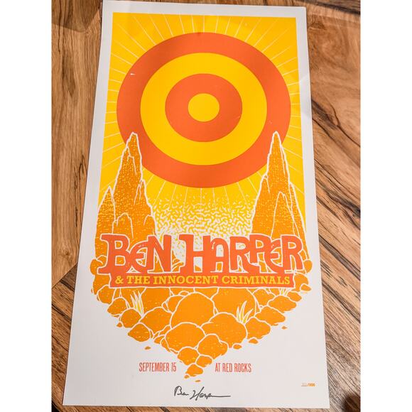 Ben Harper and The Innocent Criminals Signed/Numbered 2015 Red Rocks, CO Poster - Picture 1 of 5